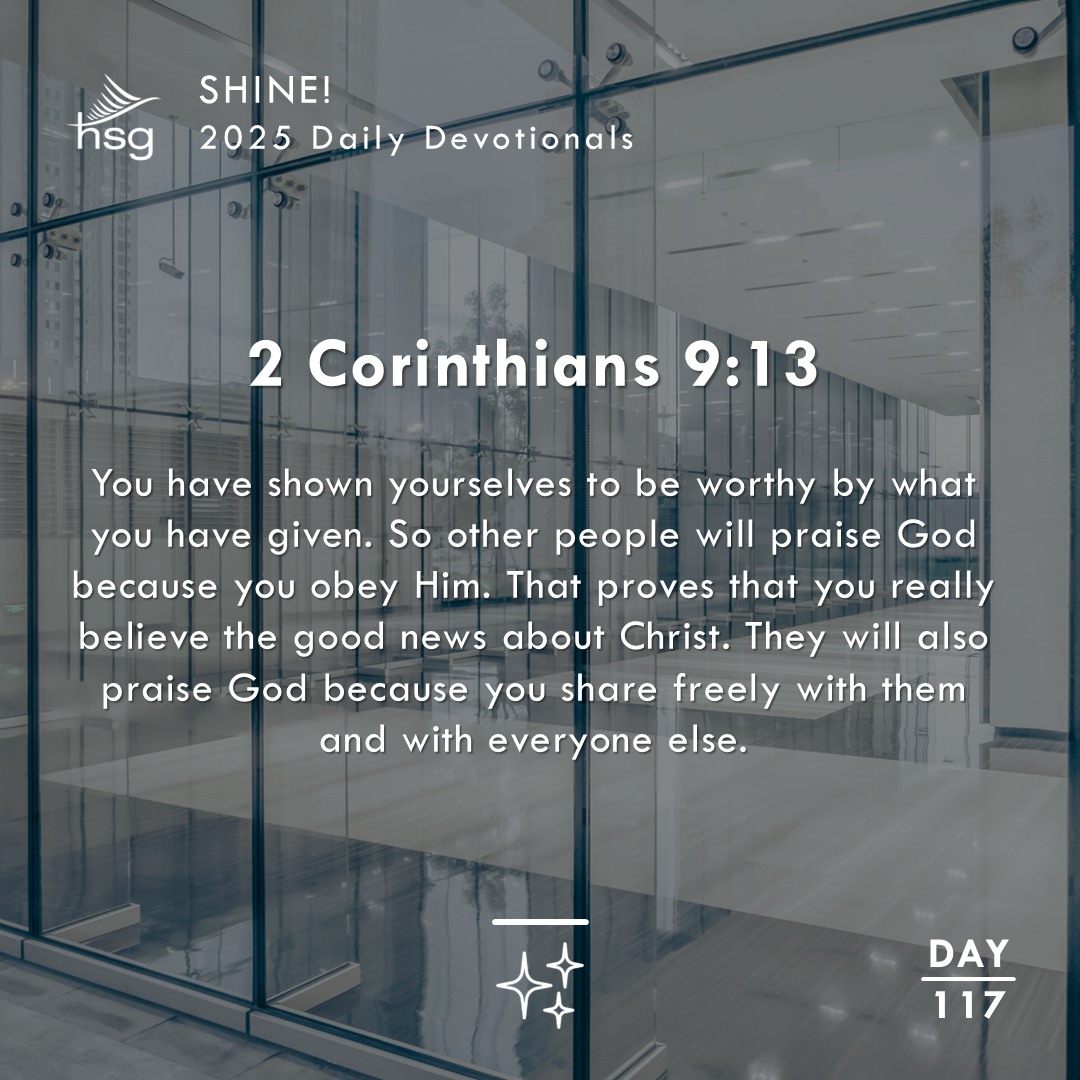 Day 117 – 2 Corinthians 9:13